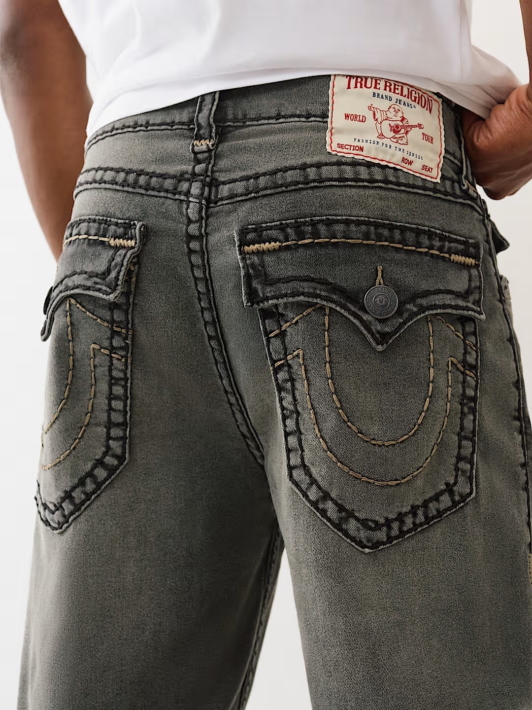 True Religion Men's Faded Charcoal Relaxed Jeans